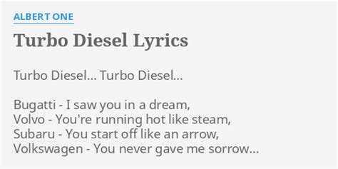 turbo diesel song|albert one turbo diesel lyrics.